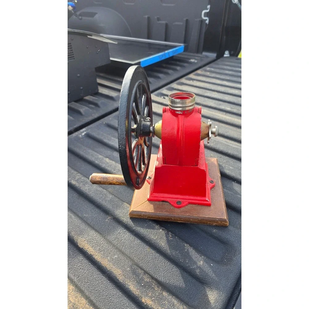 Vintage Maple Mounted Elma  Big Wheel Coffee Mill Grinder w/Cast Iron Wheel Work